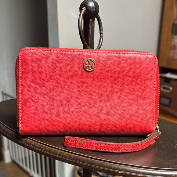 Tory Burch Bright Red Zip-Around Wallet